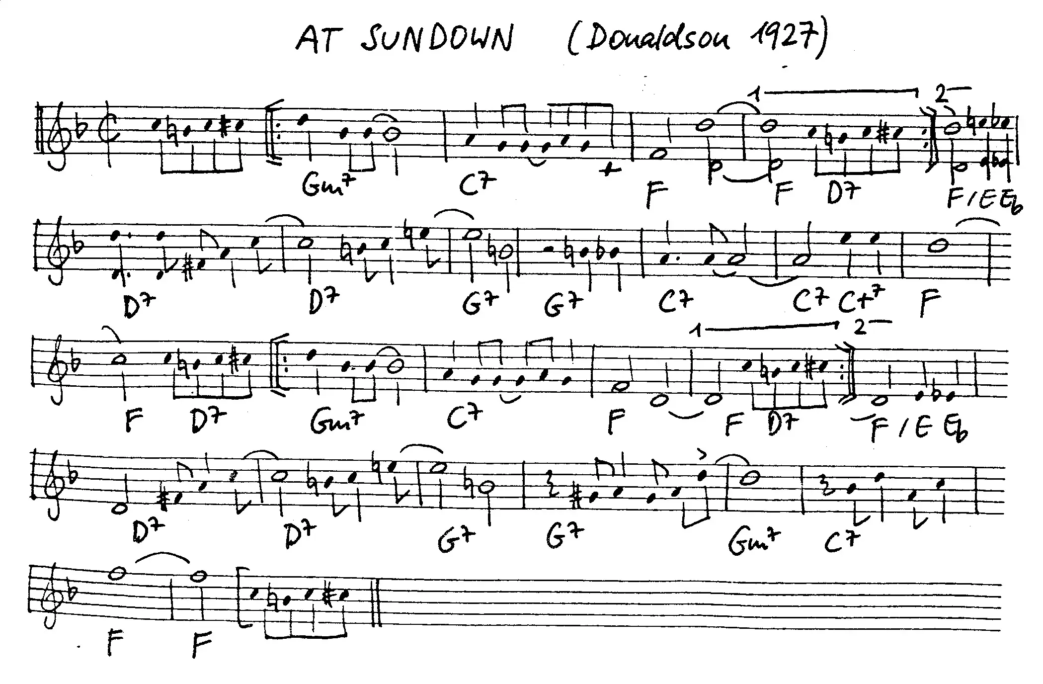 at sundown free jazz leadsheet - Courtesy of the Jungle Jazz Band